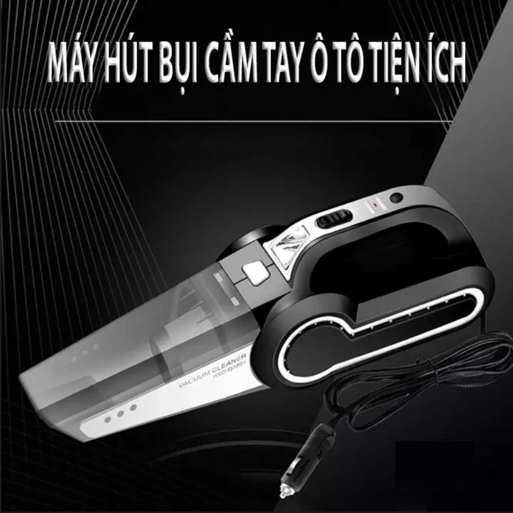 Máy hút bụi kiêm bơm xe, đo áp suất lốp cho xe hơi 4 in 1