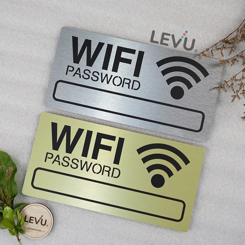 Bảng aluminium nhôm xước ghi thông tin wifi trang trí quán LEVU-ALU02