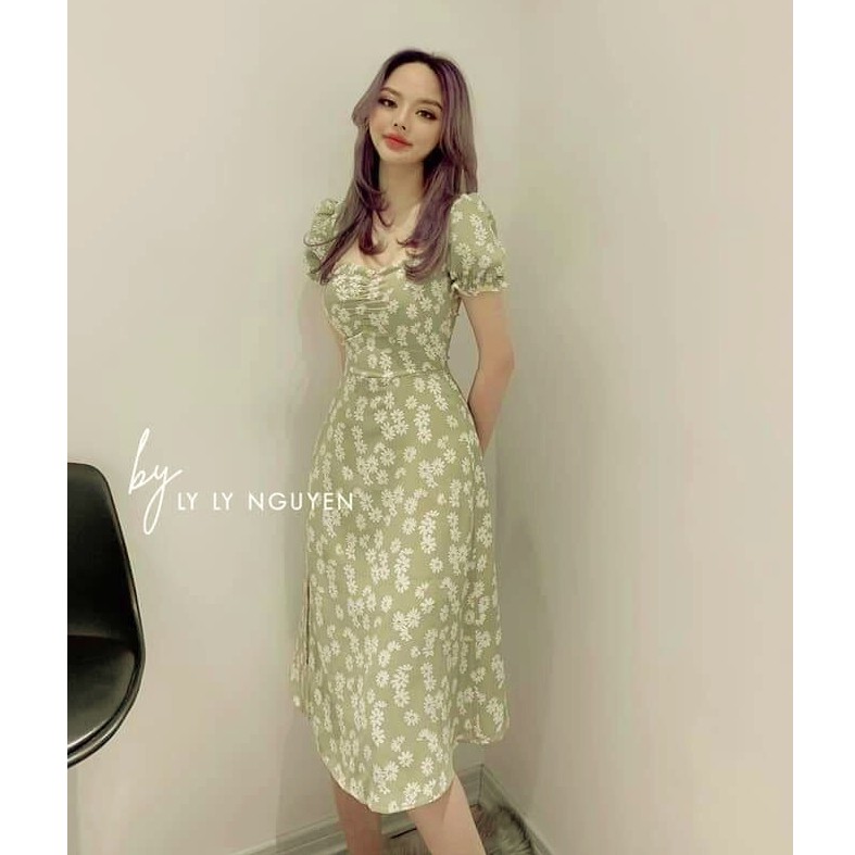 Đầm maxi cúc họa mi xẻ tà duyên dáng | BigBuy360 - bigbuy360.vn