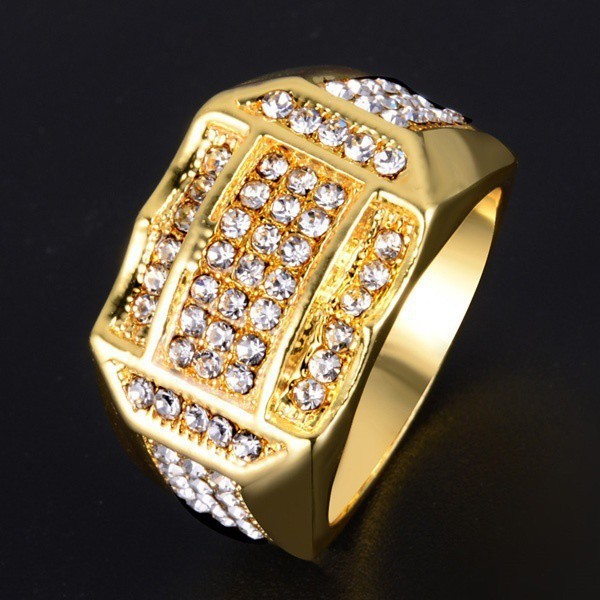 Nhẫn mạ vàng 18K thời trang nam Nhẫn đính hôn kim cương sang trọng