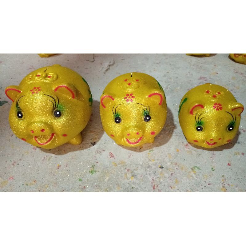 Lợn đất tiết kiệm nhũ vàng size To, heo đất , lợn đất dễ thương , heo đất Tài lộc