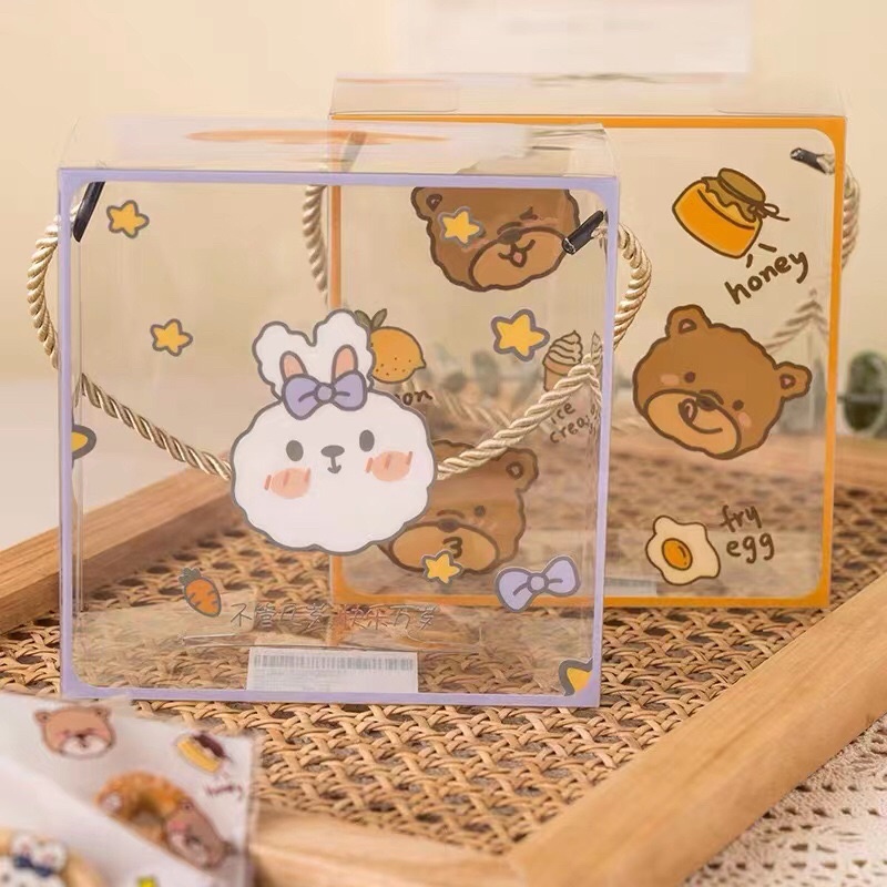 Hộp mica Gấu Brown Thỏ Cony đựng bánh quy, bánh dứa, bánh thuyền