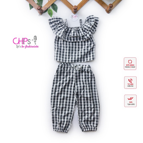Sét Quần Bom Áo Trễ vai Tiểu Thư Xinh xắn Cho Bé Gái