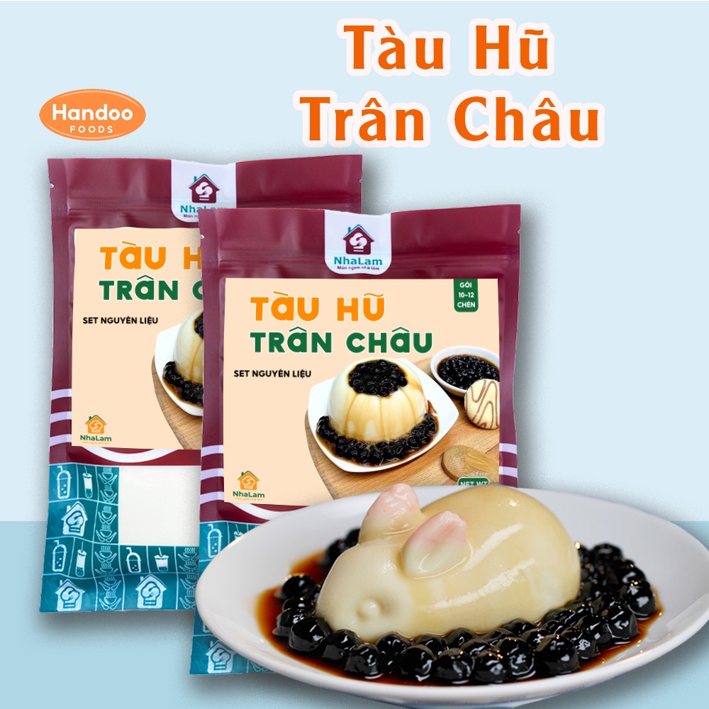 Set Nguyên Liệu Tàu Hũ Trân Châu Đường Đen 10 Chén Thơm Ngon Handoo Foods (Kèm công thức)