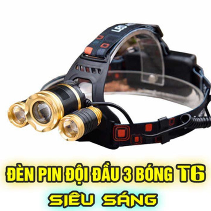 Đèn pin đội đầu 3 bóng - Đèn pin đội đầu siêu sáng siêu tiện dụng