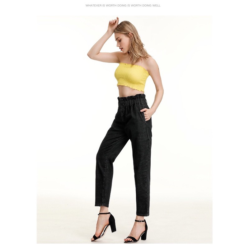 quần jean baggy big size màu đen wash lưng cao 4 nút size 70-120kg