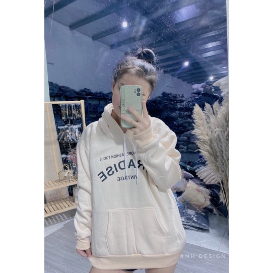 Áo nỉ hoodies có mũ in chữ aradise