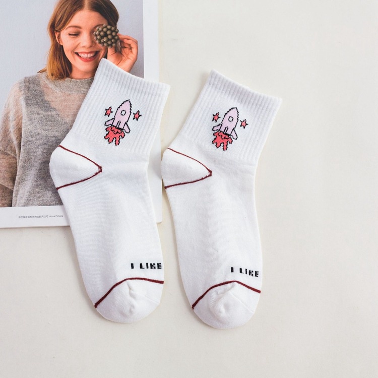 WAFNHA D372 Vớ Nữ In Họa Tiết Hoạt Hình