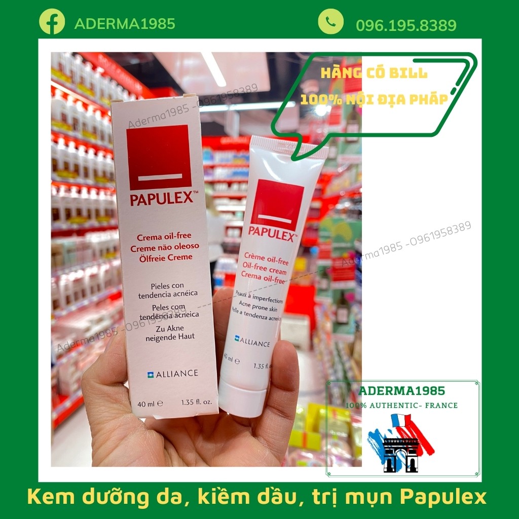 Kem Papulex oil free cream giảm bóng nhờn - Ngăn ngừa và làm giảm mụn  tub 40ml - Hàng nội địa Pháp