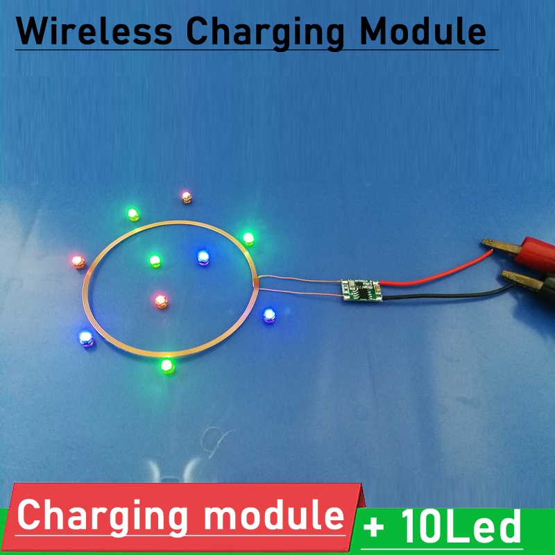 Bộ Mô Đun Cung Cấp Nguồn Điện Không Dây DC 5V 0-80mm + 10 Đầu Nhận Đèn Led