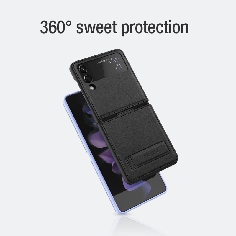 Ốp lưng da Nillkin QIN cho Samsung Z flip 4 5G, Z Flip 3, Flip3 5G có giá đỡ siêu tiện