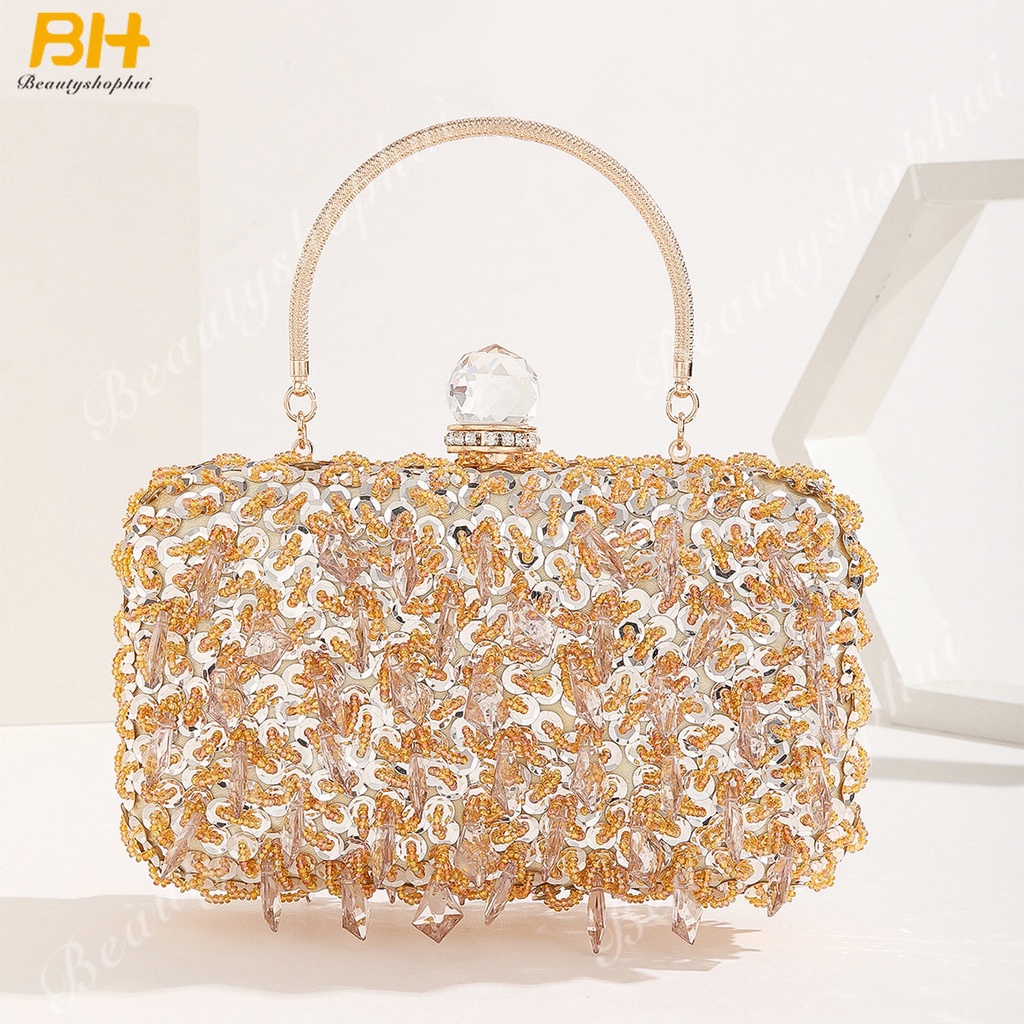 Ví Cầm Tay Đính Hạt Cườm Thêu Thủ Công Phong Cách Âu Mỹ Mới