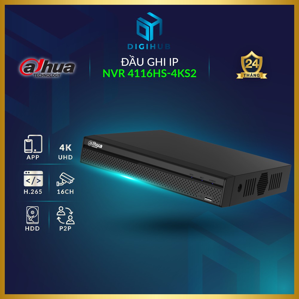 Đầu Ghi IP 4K 16 Kênh Dahua NVR 4116HS-4KS2 (FW Quốc Tế ▪ Tên miền DSS)