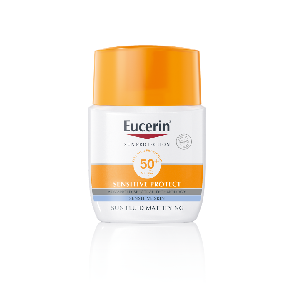 Kem chống nắng không gây nhờn rít cho da nhạy cảm Eucerin Sun Fluid Mattifying Face SPF50+ 50ml