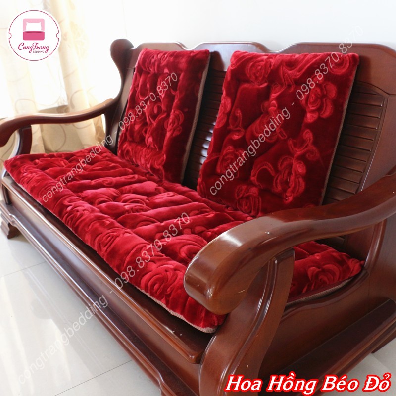 Đệm Ghế nhung, đệm ghế sofa ,Thảm Ghế nỉ Nhung Cao Cấp Trang Trí Tết Siêu Đẹp  (1 bộ đệm dài  Kèm 2 đệm ngắn )