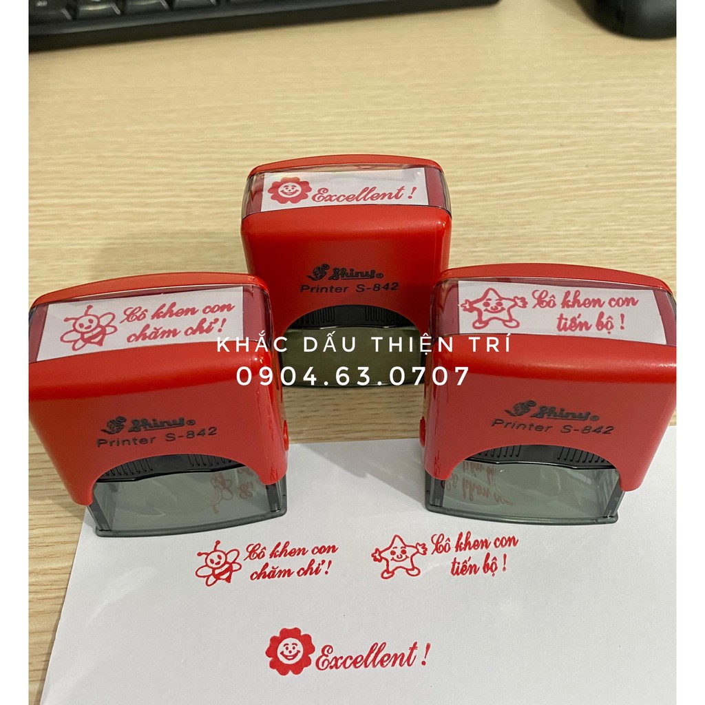 Dấu hộp liền mực dành cho giáo viên, cô khen ,sticker , xưởng khắc dấu giá rẻ tại Hà Nội
