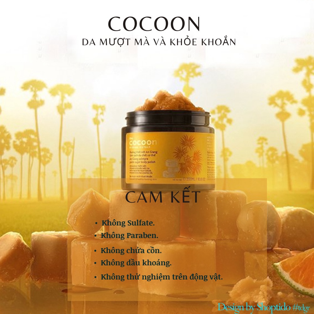 Tẩy da chết body đường Thốt Nốt An Giang Cocoon 200ml NPP Shoptido