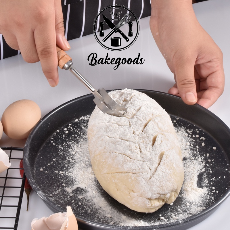Dao rạch bánh mỳ baguette, dao rọc bánh mì cán gỗ hàng cao cấp tặng kèm bao da và 5 lưỡi lam (Có thể thay được lưỡi)