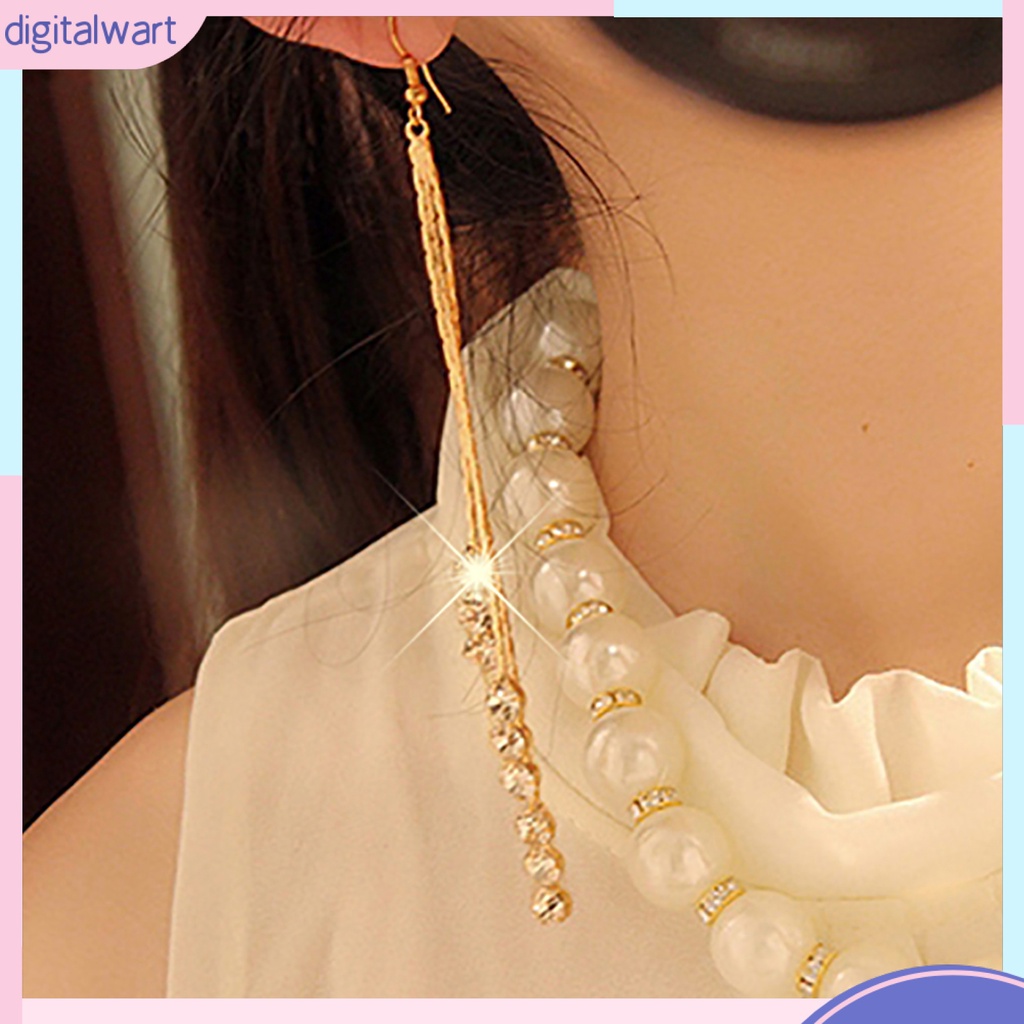 Cặp khuyên tai dài thiết kế đính đá pha lê nhân tạo sang trọng cá tính dành cho nữ