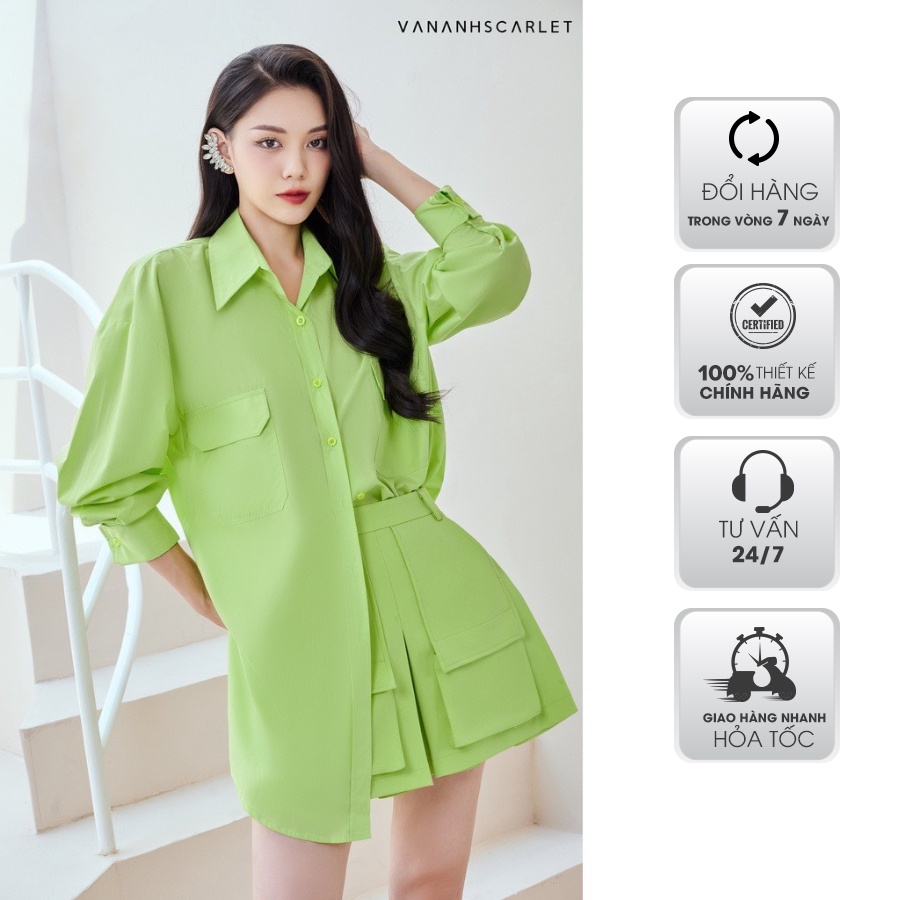 Chân váy nữ VANANHSCARLET túi hộp CV01S22