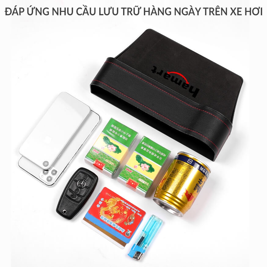 Khay Để Đồ Ô Tô Cạnh Khe Ghế Bọc Da Cao Cấp Hamart Giá Đựng Cốc Để Điện Thoại Ô Tô Đa Năng