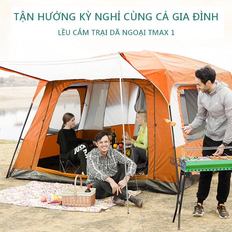 FU54GR/FU54OR Lều cắm trại picnic cỡ lớn 8-10 người chống nước chống gió không gian rộng rãi vinhthuan.shop