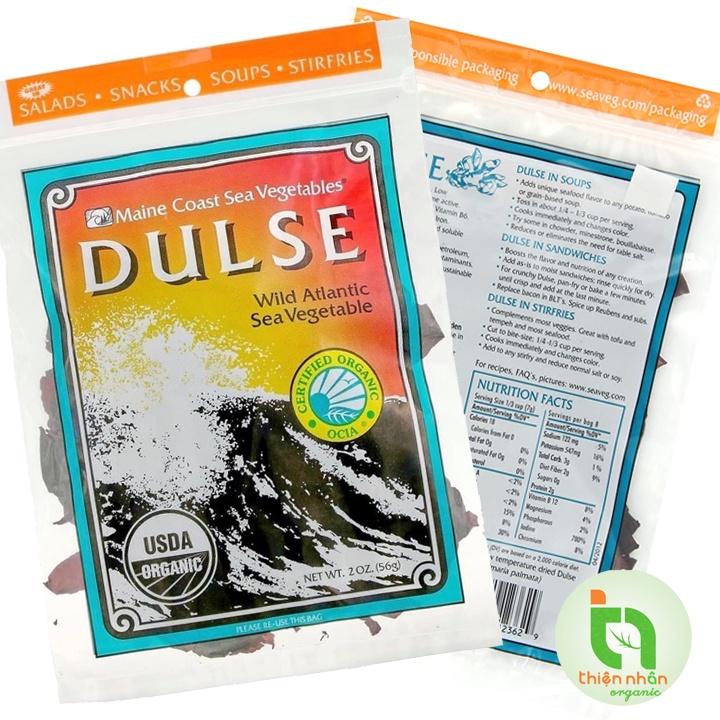 Tảo biển hữu cơ Đại Tây Dương Dulse 56g