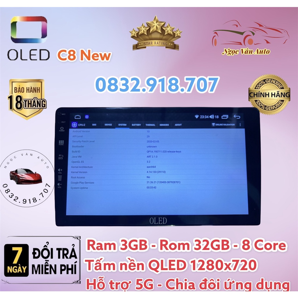 Màn hình android OLED C8 New theo xe Cerato 2019 - 2021  kèm dưỡng và jack nguồn zin theo xe