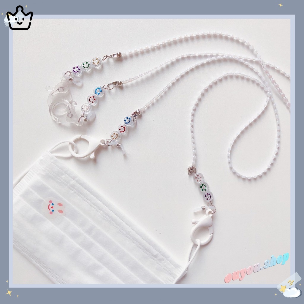 Dây Đeo Mắt Kính Chống Mất Đính Hạt Ngọc Trai Mặt Cười 75cm JP6