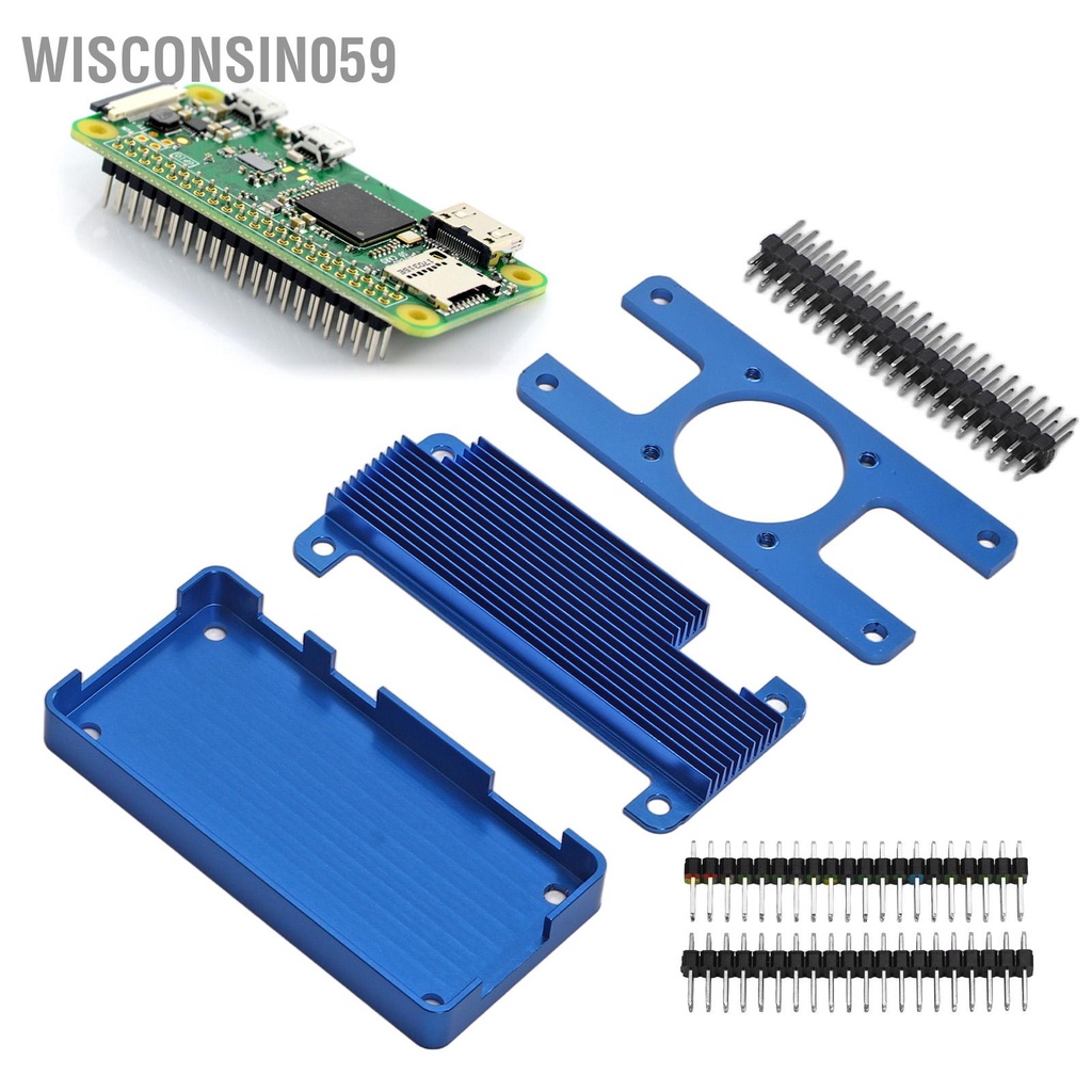 Wisconsin059 Vỏ máy vi tính nhôm CNC Làm mát thụ động V3 cho Raspberry Pi Zero 2W Blue