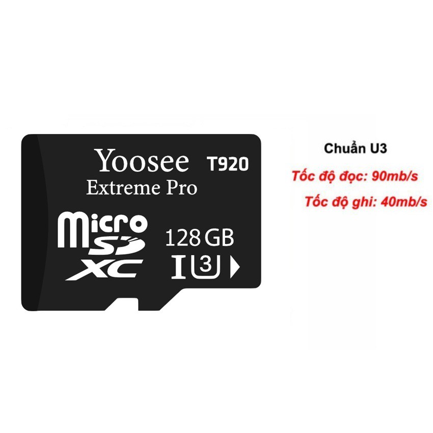 Thẻ nhớ microSDXC Yoosee Extreme Pro T920 128GB UHS-I U3 4K 95MB/s (Đen)