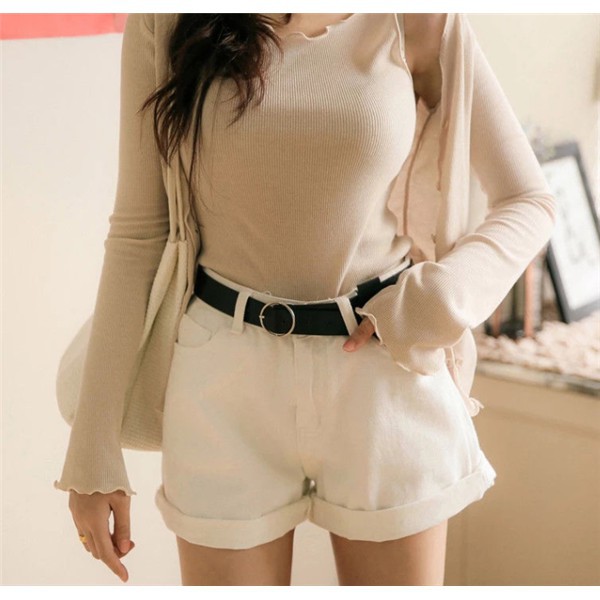 Quần short jean SUXI lưng cao phong cách Hàn Quốc cho nữ