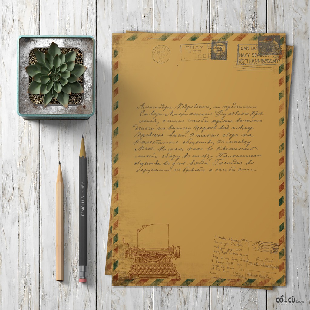 Giấy viết thư đẹp phong cách vintage giấy kraft dày dặn