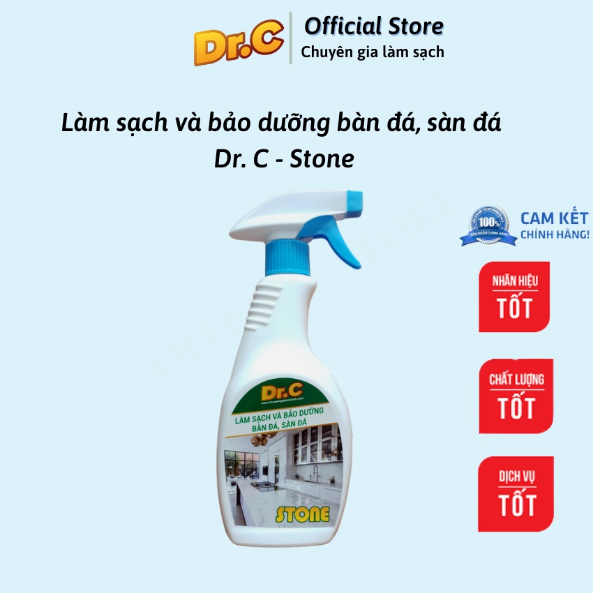 Làm sạch và bảo dưỡng bàn đá, sàn đá , tường sơn, bề mặt sơn bẩn Dr. C STONE, Chính hãng, chai 500 ml