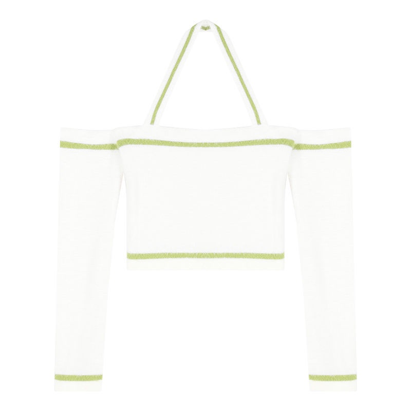 Áo Dệt Kim Trễ Vai Tay Dài Thời Trang Mùa Xuân Mới Cho Nữ