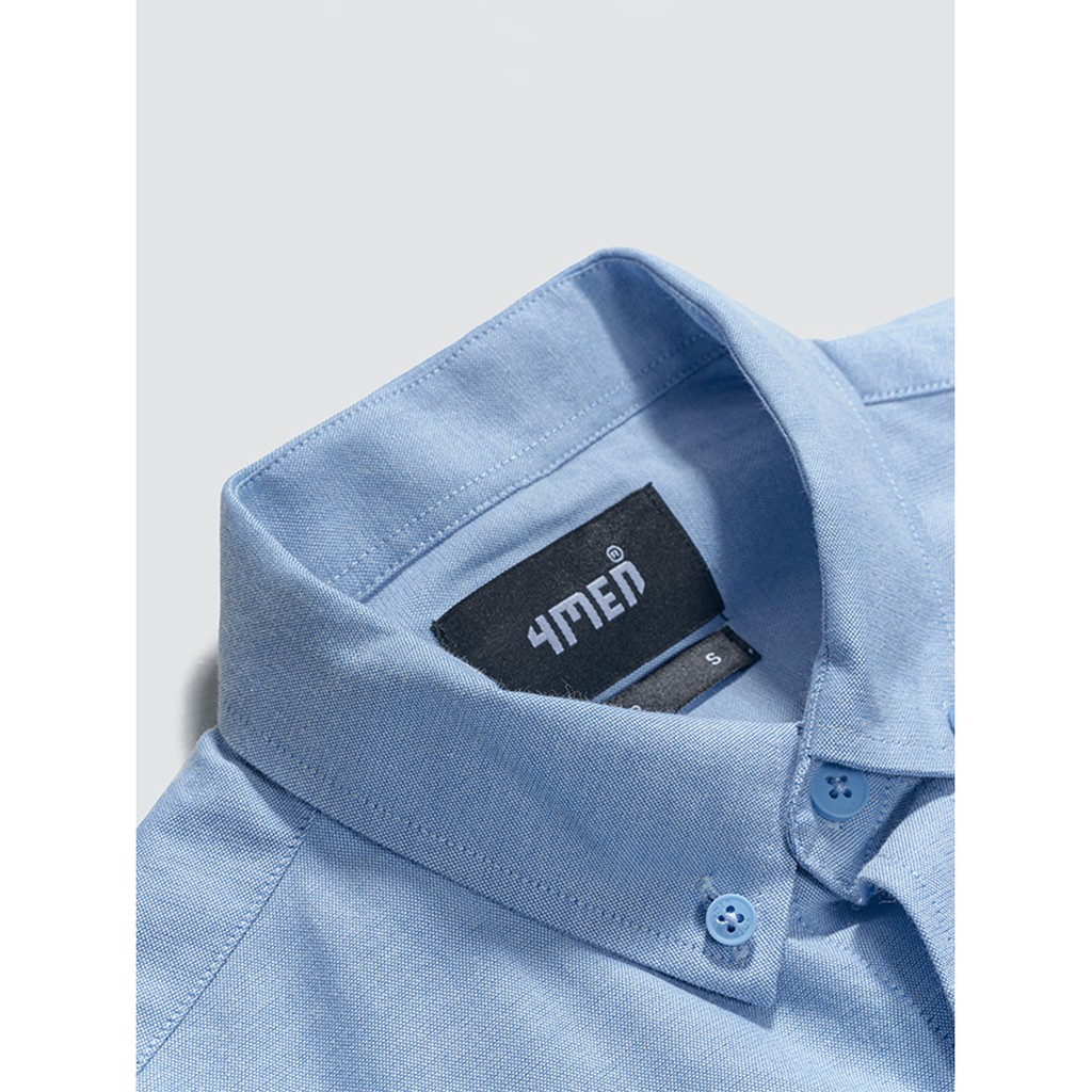 Áo sơ mi nam Oxford 4MEN SM057 dài tay, cổ Đức, có túi, vải Oxford cao cấp không nhăn, không co rút, không phai màu | BigBuy360 - bigbuy360.vn