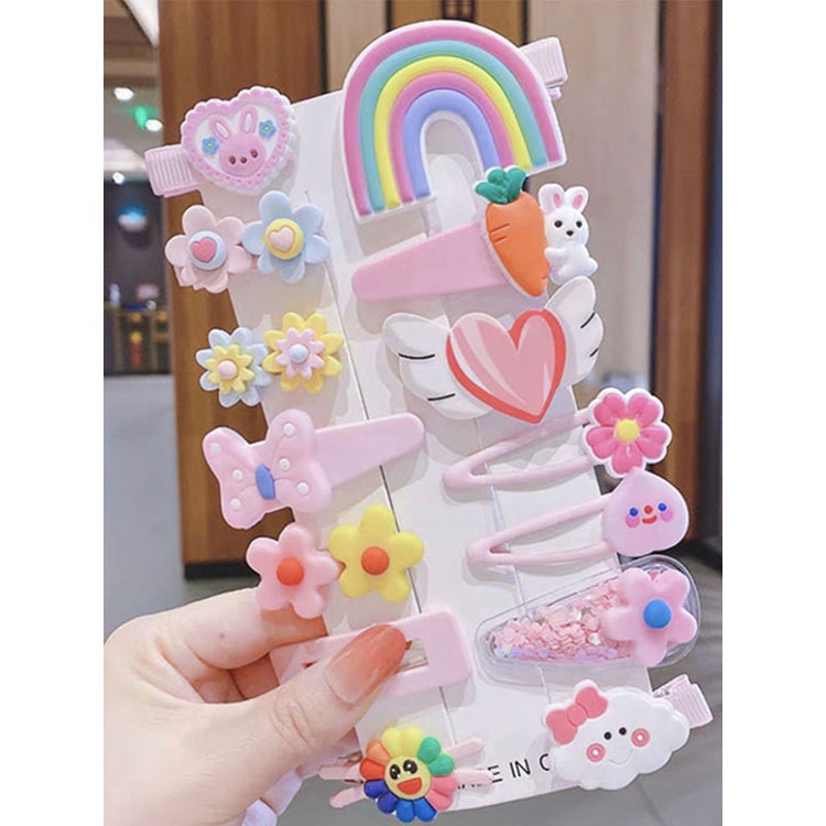 Set 14 Kẹp Tóc Nhiều Màu Sắc Dễ Thương Cho Bé