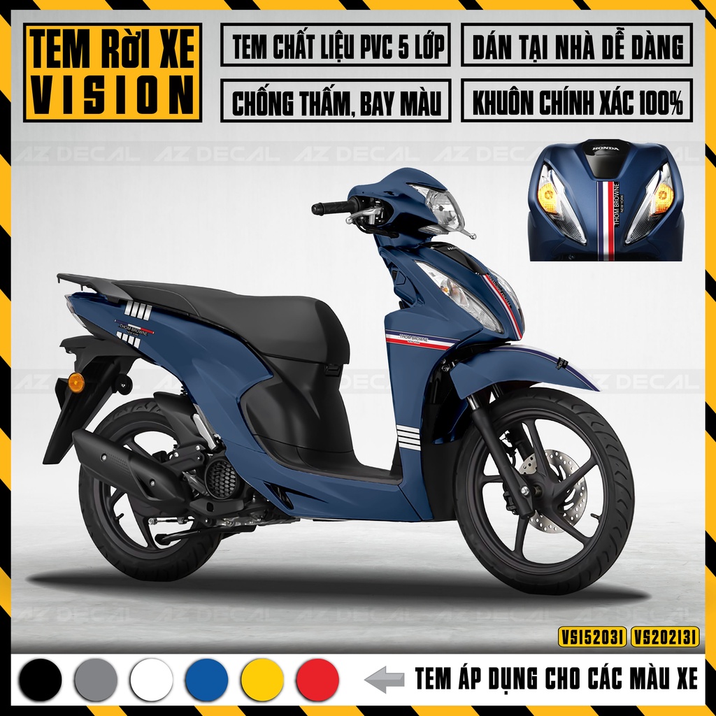 Tem Xe Vision Đẹp Phong Cách Thomm Browne | VS31 | Decal Dán Vision Dễ Dán Cho Mọi Màu Xe Trắng, Đen, Xanh, Đỏ Đô