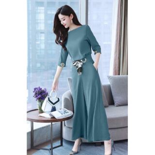 Sét bộ áo tay lỡ+ quần ống rộng đóng khoen cột eo