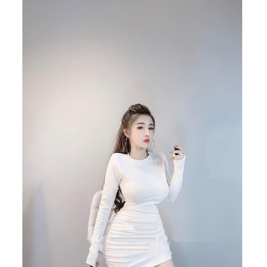 (VIDEO+HÌNH THẬT) Đầm Body Tay Dài Nhún Sườn Chuẩn Form | BigBuy360 - bigbuy360.vn