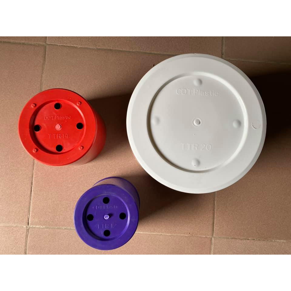Chậu trụ tròn giả sứ đk 28cm màu trắng