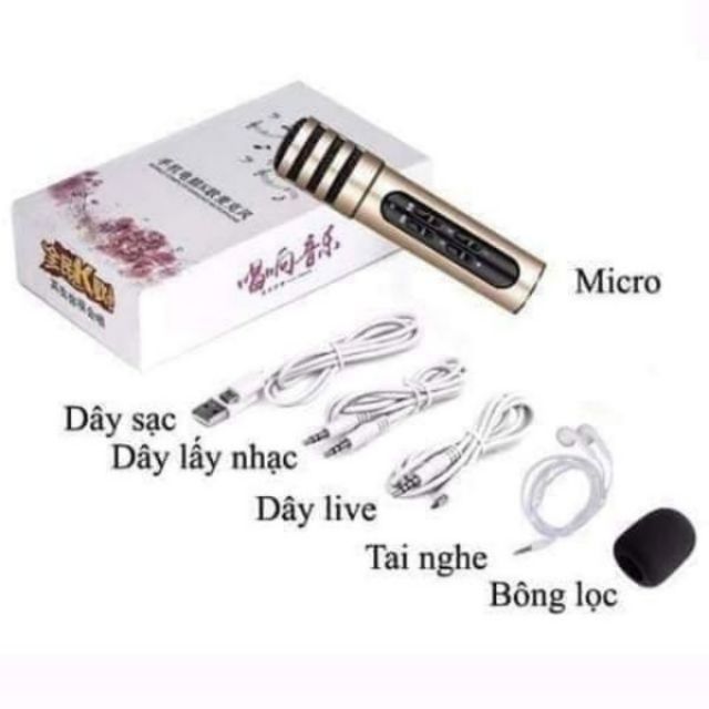 Miễn phí vận chuyển /MICRO KARAOKE  LIVESTREAM C7 nhỏ gọn tiện lợi hát hay như bộ thu âm