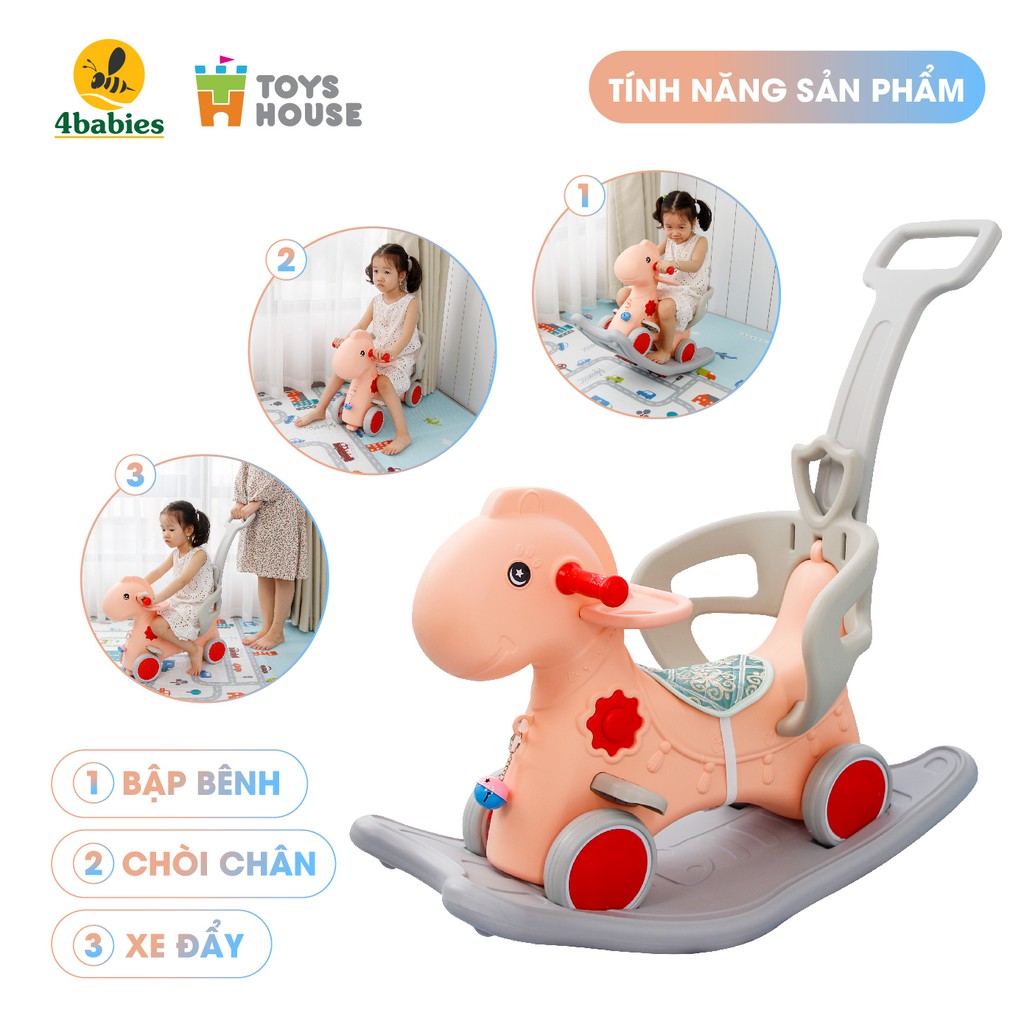 Ngựa bập bênh kiêm xe đẩy bé đi chơi - chòi chân - 3 trong 1 Toyshouse - 9033