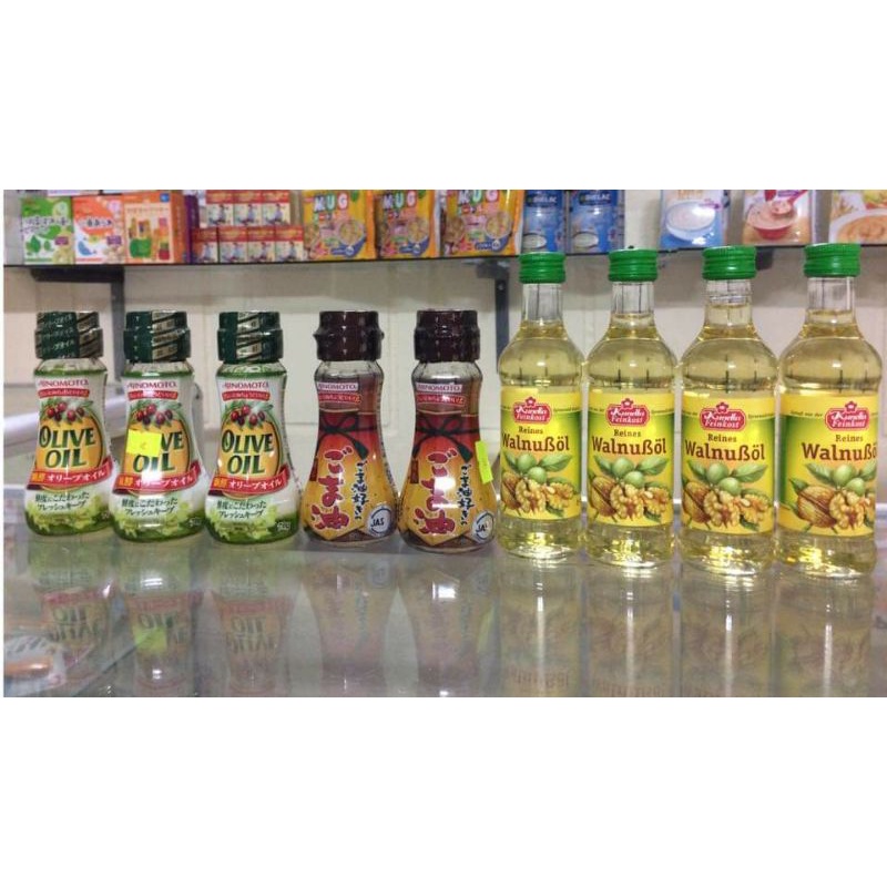 Combo 4 Loại Dầu Mè Ajinomoto/dầu Oliu Ajinomoto/Óc Chó Đức/ Dầu Gạo Tsuno - Trộn Cháo Cho Bé - Date 2024