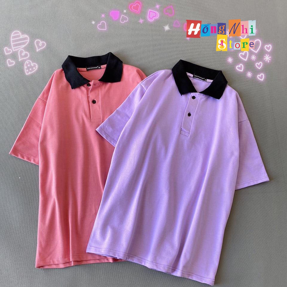 ÁO THUN POLO PHỐI CỔ TAY LỠ MÀU TÍM - ÁO POLO MIX UNISEX PURPLE - MM