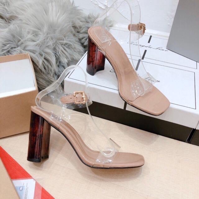 {MỚI} SANDAL QUAI TRONG GÓT TRỤ ĐỎ 9 PHÂN {S91)