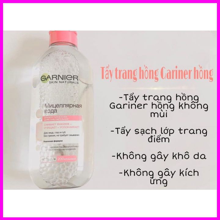 [Nước tẩy trang Garnier] là loại nước tẩy trang Nga có đủ màu Garnier xanh,Garnier vàng và Garnier hồng