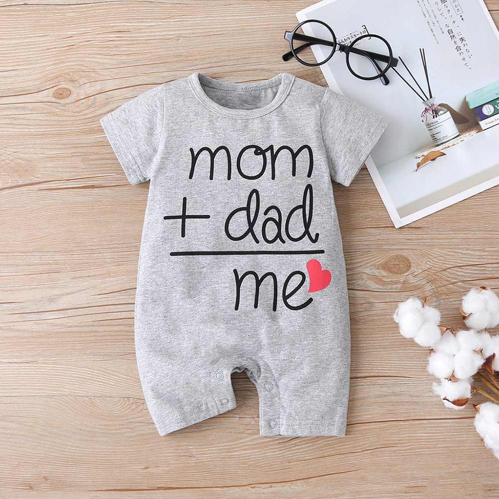 Bộ Bodysuit Tay Ngắn In Chữ MOM DAD ME