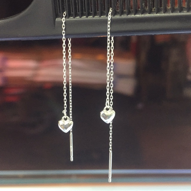 Khuyên tai vắt ngang thả tim trăng sao dễ thương lạ mắt bạc ta