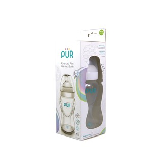 Combo Bình sữa cổ rộng Pur Advanced Plus 250ml (có sẵn núm M 3-6th) + núm lẻ size L